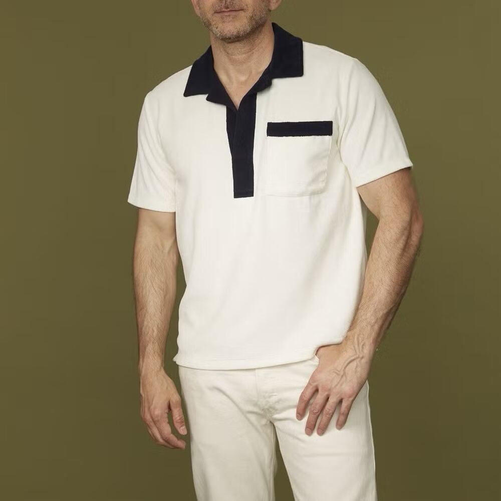 Todd Snyder Terry Cloth Polo Shirt Relaxed Fit Short Sleeve